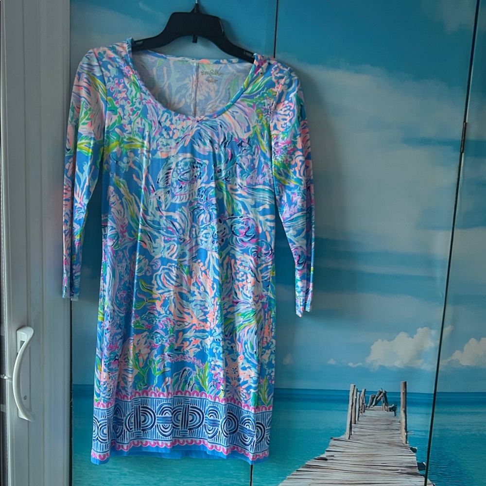 Lilly Pulitzer Blue and Pink Long Sleeve Dress